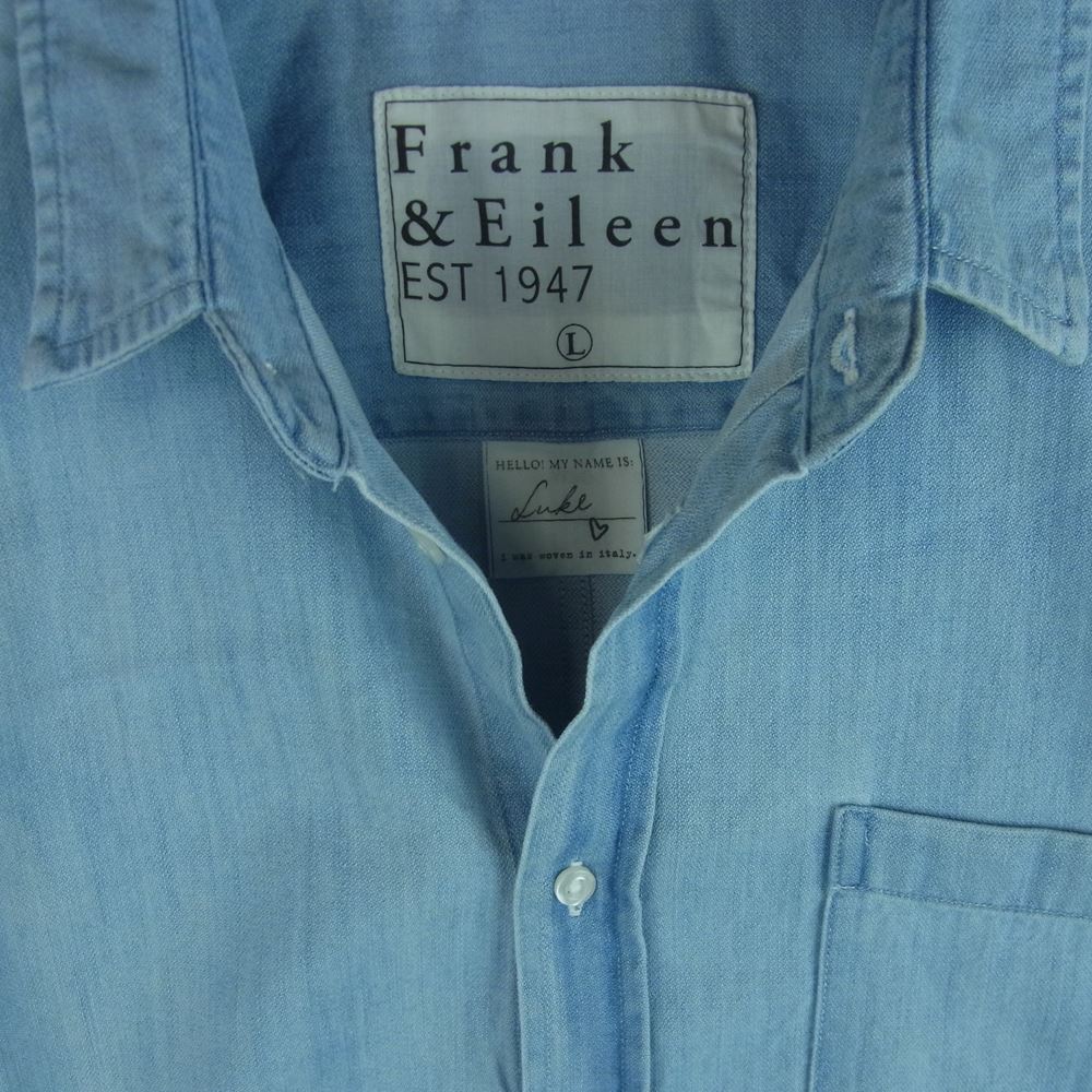 フランクアンドアイリーン 9920700008 LUKE ルーク デニム 長袖 シャツ コットン アメリカ製 ブルー系 L【中古】