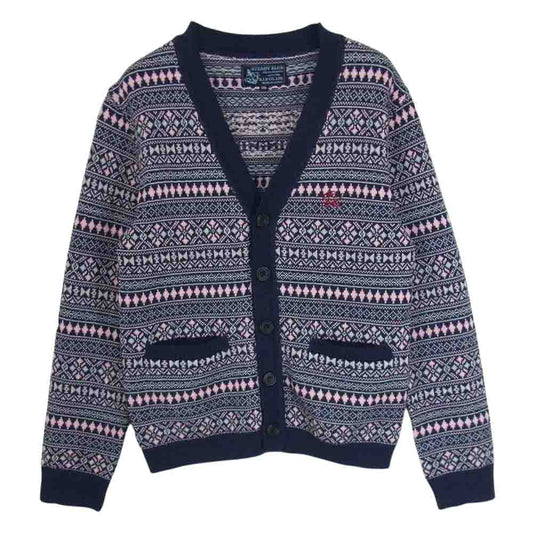 THE FLAT HEAD ザフラットヘッド R.J.B STEADY BLUE ネイティブ柄 カーディガン ネイビー系 36【中古】