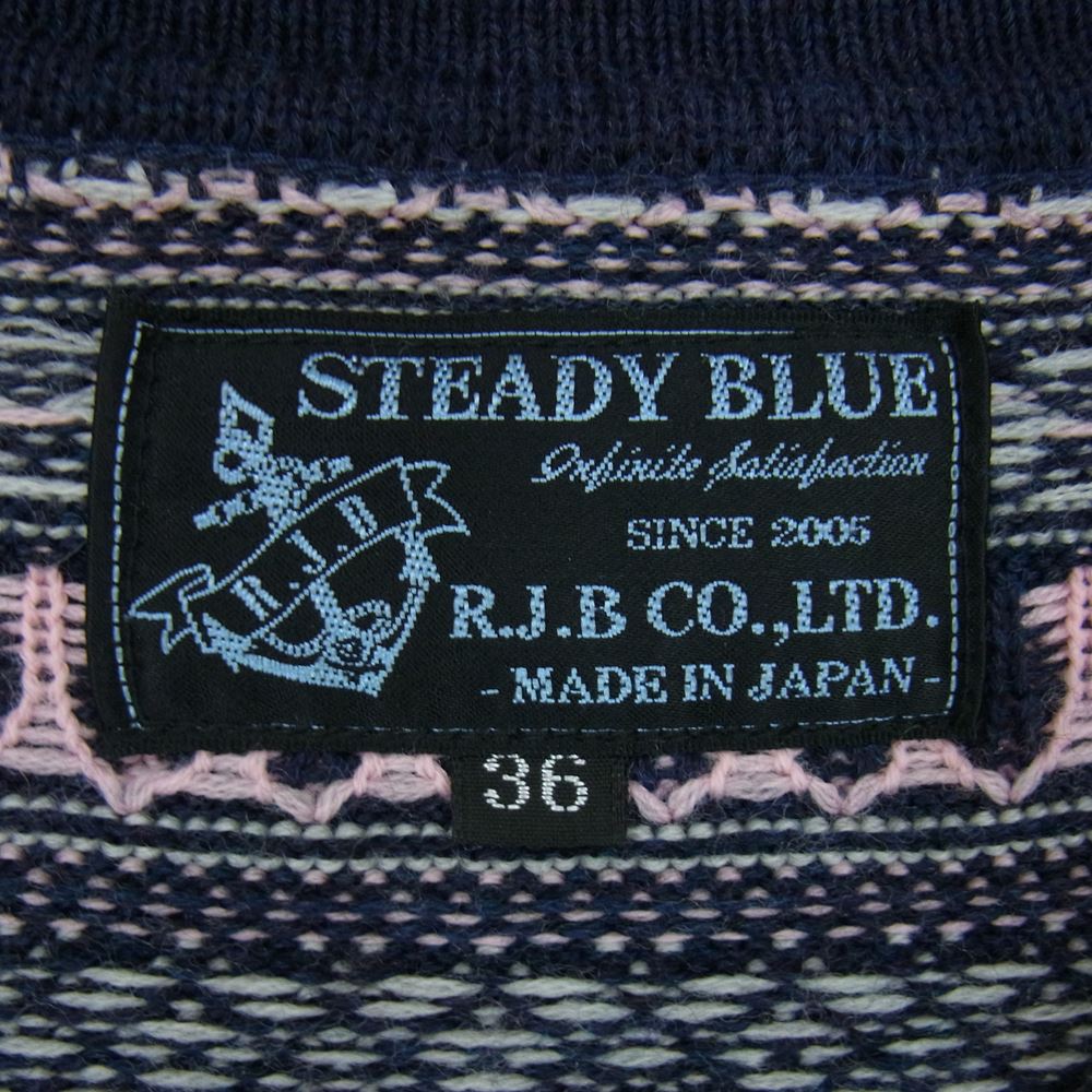 THE FLAT HEAD ザフラットヘッド R.J.B STEADY BLUE ネイティブ柄 カーディガン ネイビー系 36【中古】