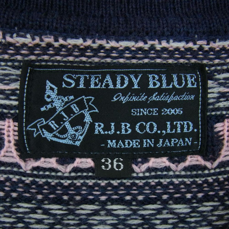 THE FLAT HEAD ザフラットヘッド R.J.B STEADY BLUE ネイティブ柄 カーディガン ネイビー系 36【中古】