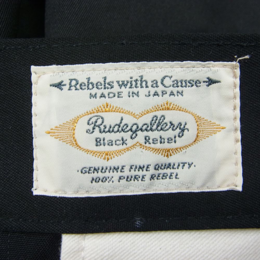 RUDE GALLERY ルードギャラリー 22SS BLACK REBEL ブラック レベル 刺繍 ロゴ トラウザーズ パンツ ブラック系 M【美品】【中古】