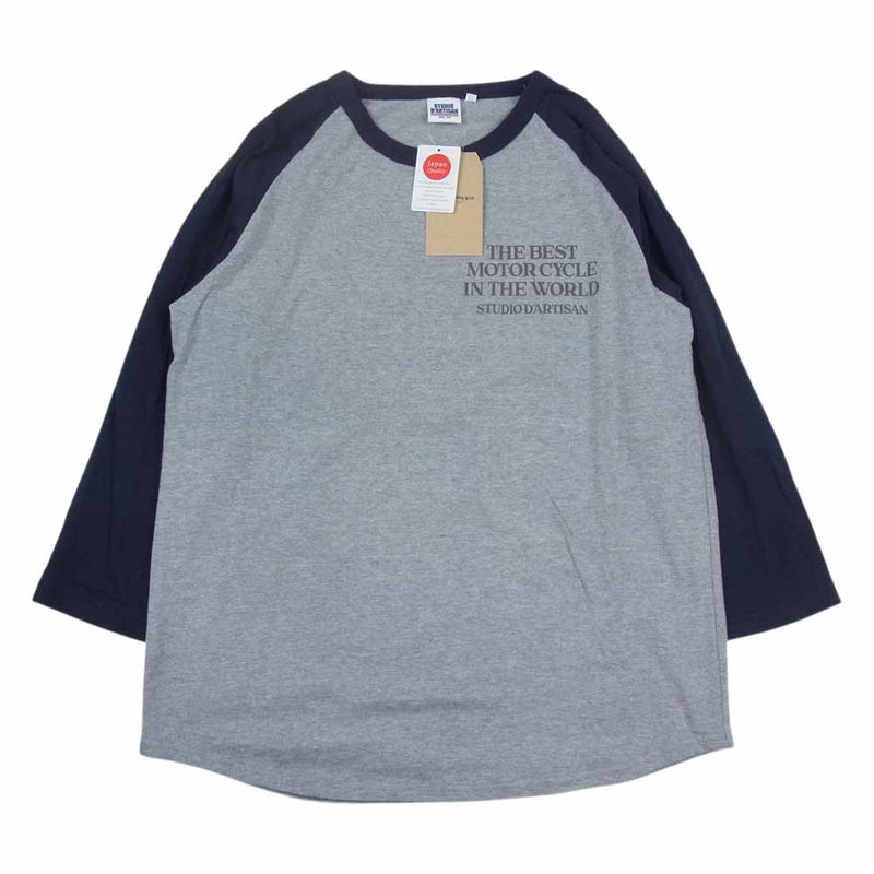 STUDIO D’ARTISAN ステュディオダルチザン 8098B ラグラン 7分袖 Tシャツ グレー系 ネイビー系 M【美品】【中古】