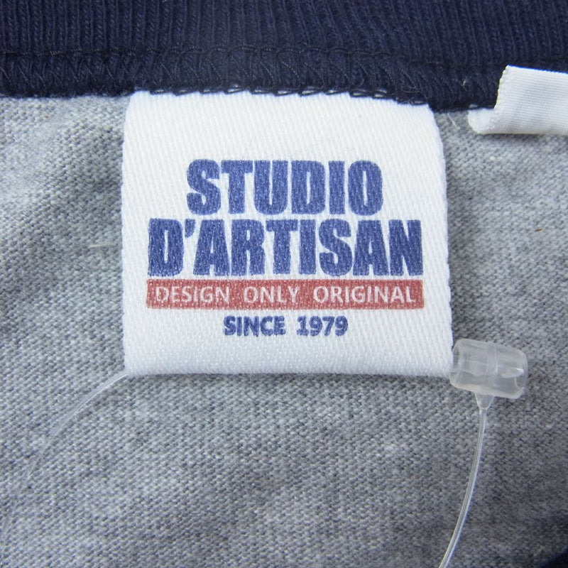 STUDIO D’ARTISAN ステュディオダルチザン 8098B ラグラン 7分袖 Tシャツ グレー系 ネイビー系 M【美品】【中古】