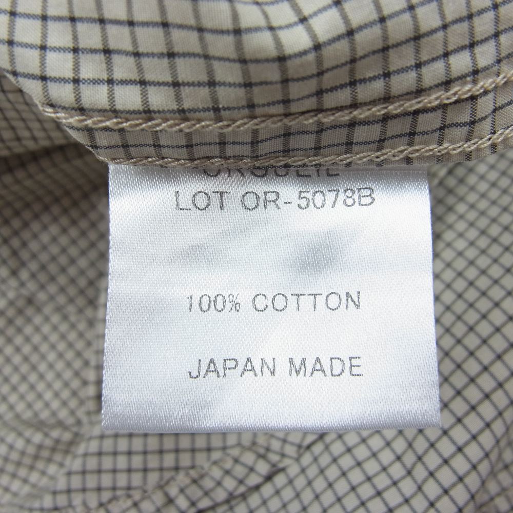 ORGUEIL オルゲイユ OR-0578B Work Shirt チェック ワーク 長袖 コットン シャツ ベージュ系 38【中古】