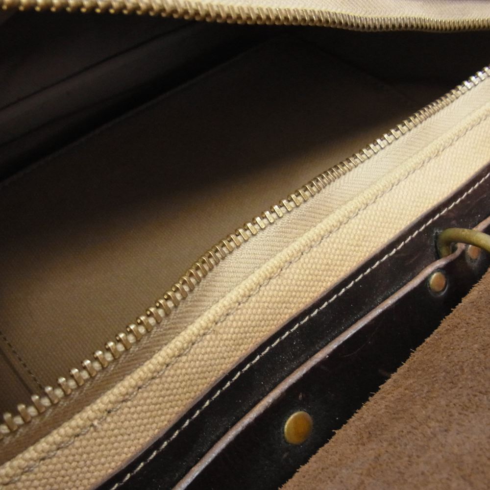 ORGUEIL オルゲイユ OR-7143 Money Bag レザー キャンバス ショルダー マネー バッグ ブラウン系【中古】