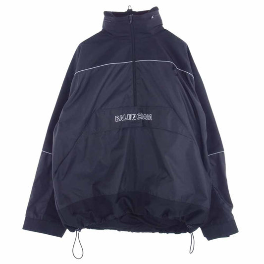 BALENCIAGA バレンシアガ 18AW 533917 TA018 国内正規品 80sロゴ ウィンドブレーカー ジャケット ブラック ブラック系 46【中古】