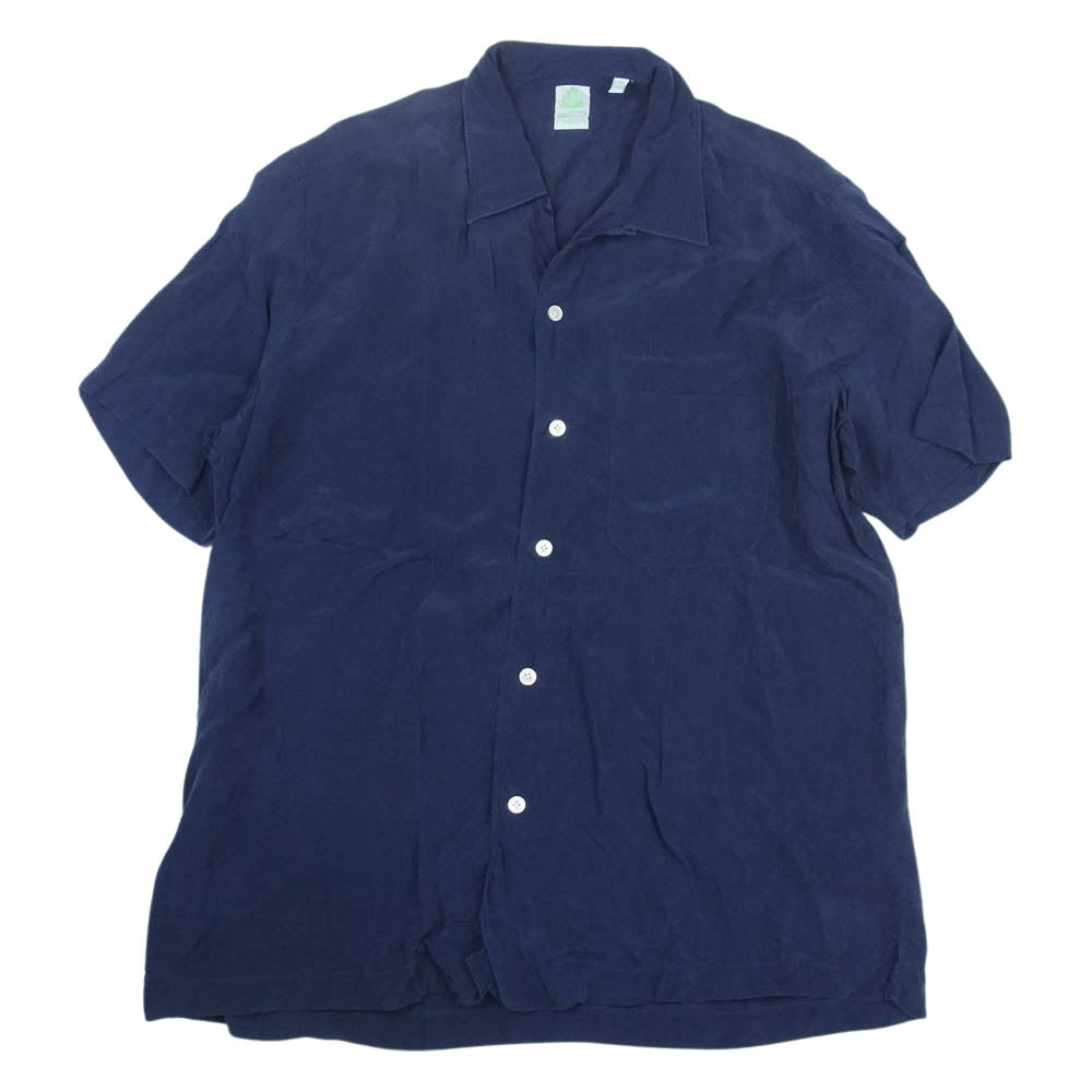Finamore レーヨン 半袖 オープンカラー 開襟 シャツ ネイビー ネイビー系 M【中古】