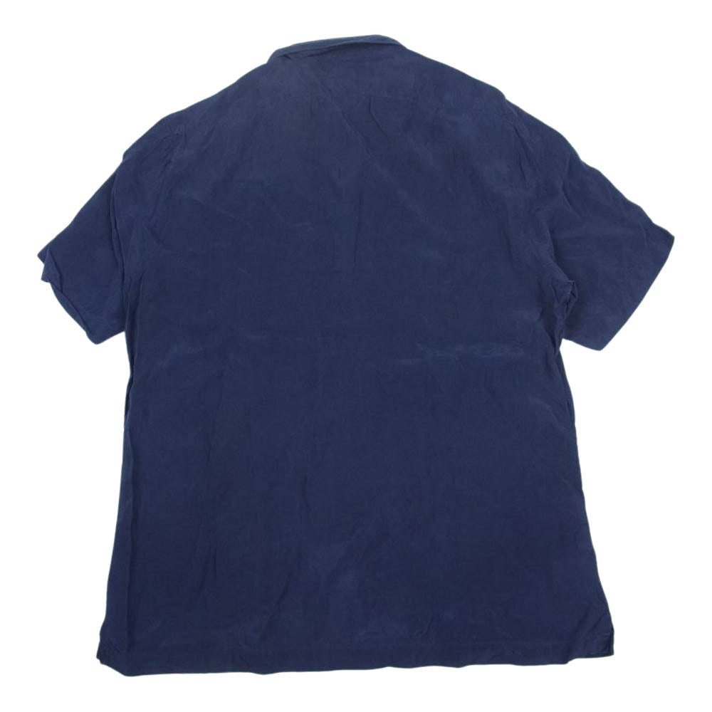 Finamore レーヨン 半袖 オープンカラー 開襟 シャツ ネイビー ネイビー系 M【中古】