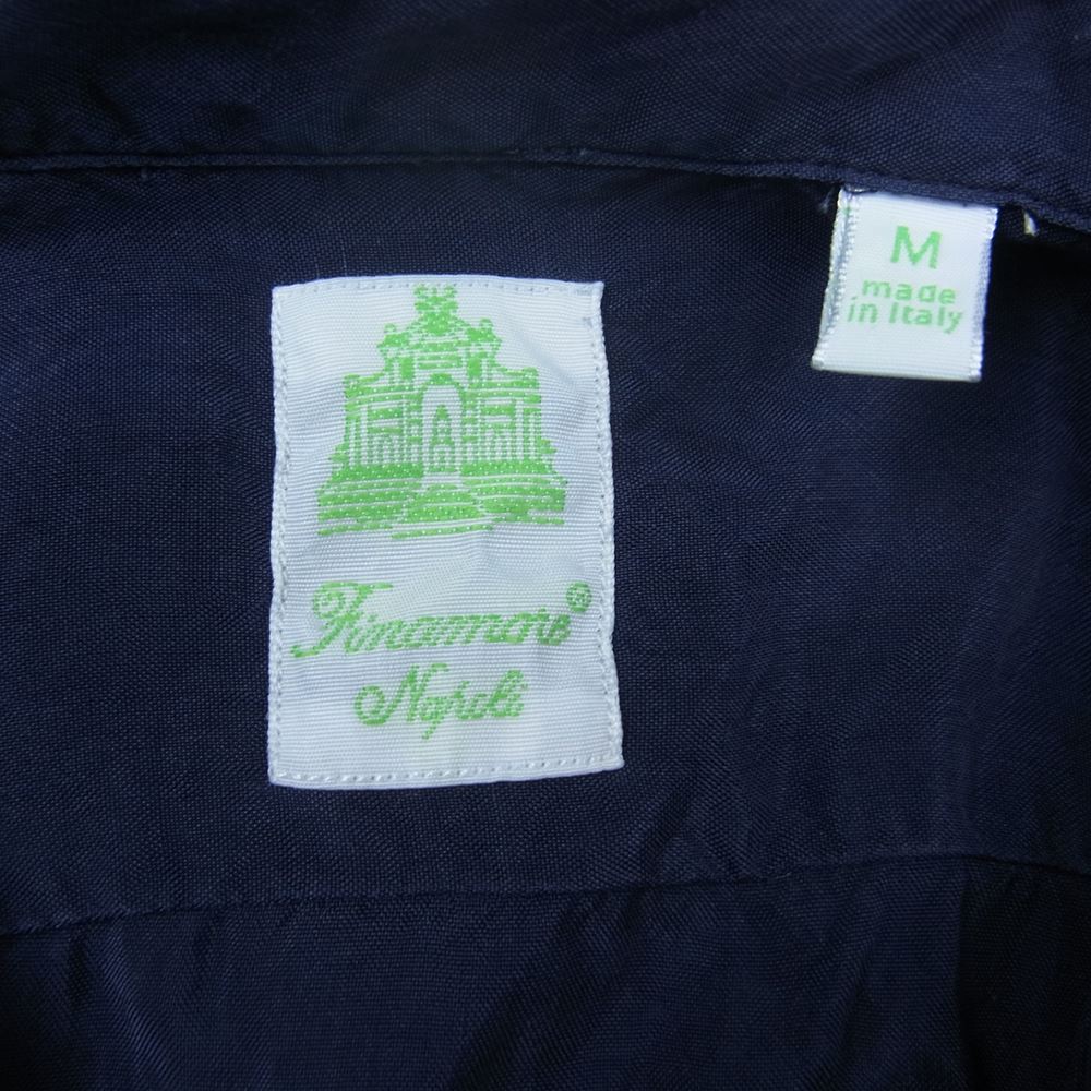 Finamore レーヨン 半袖 オープンカラー 開襟 シャツ ネイビー ネイビー系 M【中古】