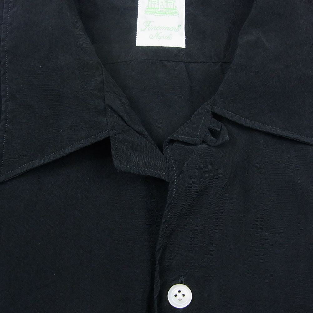 Finamore レーヨン 半袖 オープンカラー 開襟 シャツ ブラック ブラック系 M【中古】