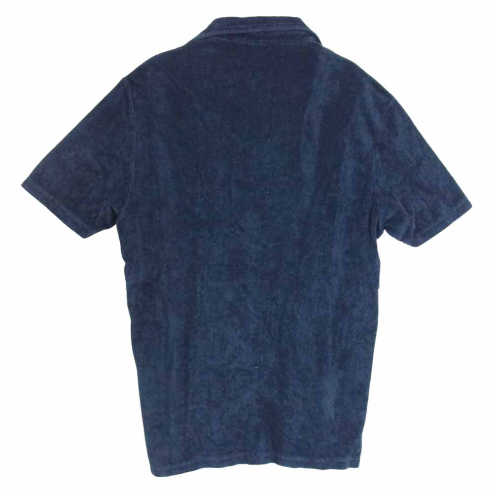 LARDINI ラルディーニ イタリア製 パイルコットン 半袖 スキッパー ポロシャツ ネイビー系 48【中古】