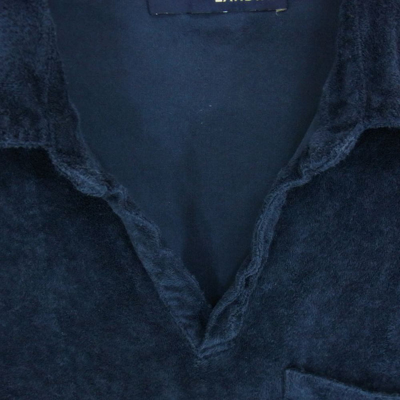 LARDINI ラルディーニ イタリア製 パイルコットン 半袖 スキッパー ポロシャツ ネイビー系 48【中古】