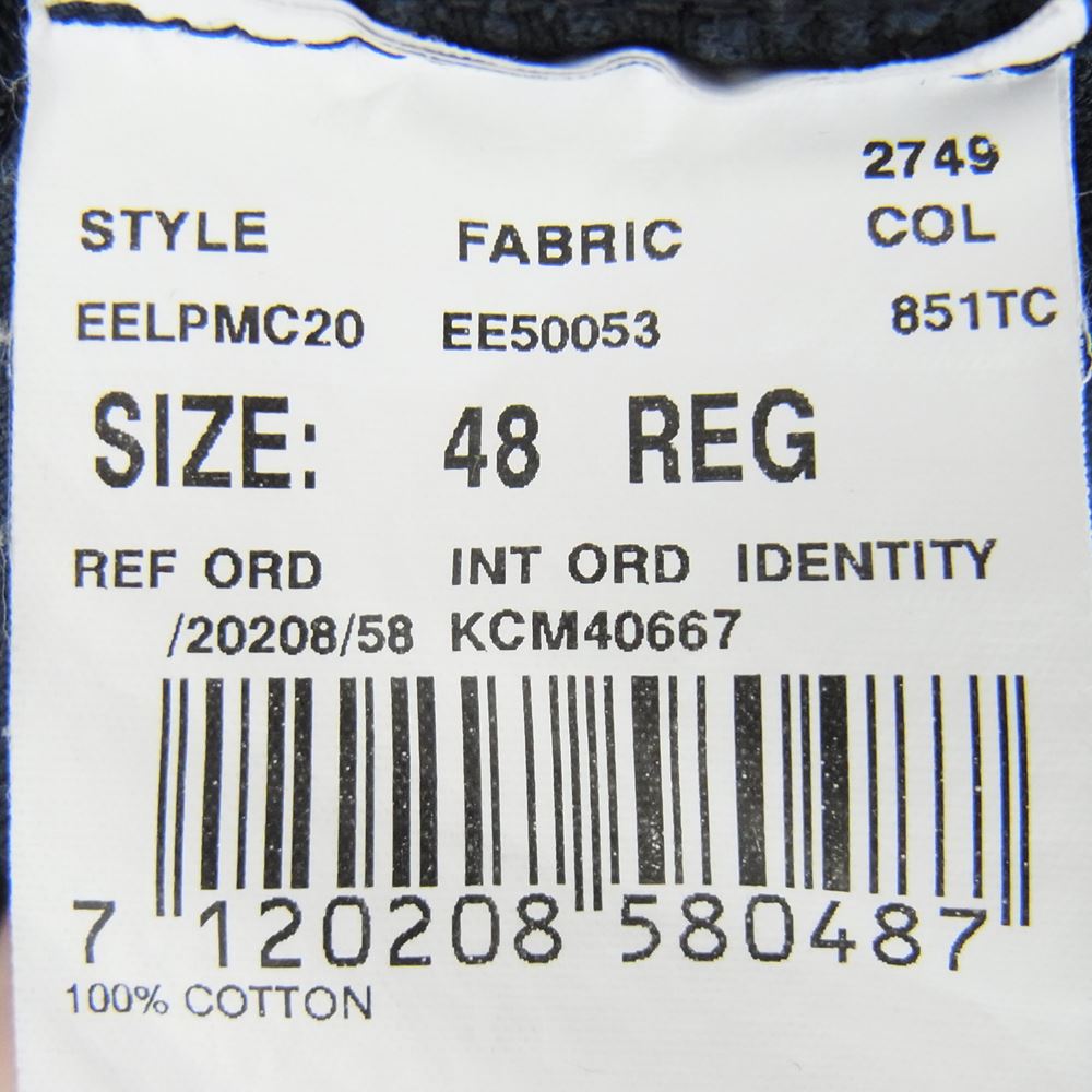 LARDINI ラルディーニ イタリア製 パイルコットン 半袖 スキッパー ポロシャツ ネイビー系 48【中古】