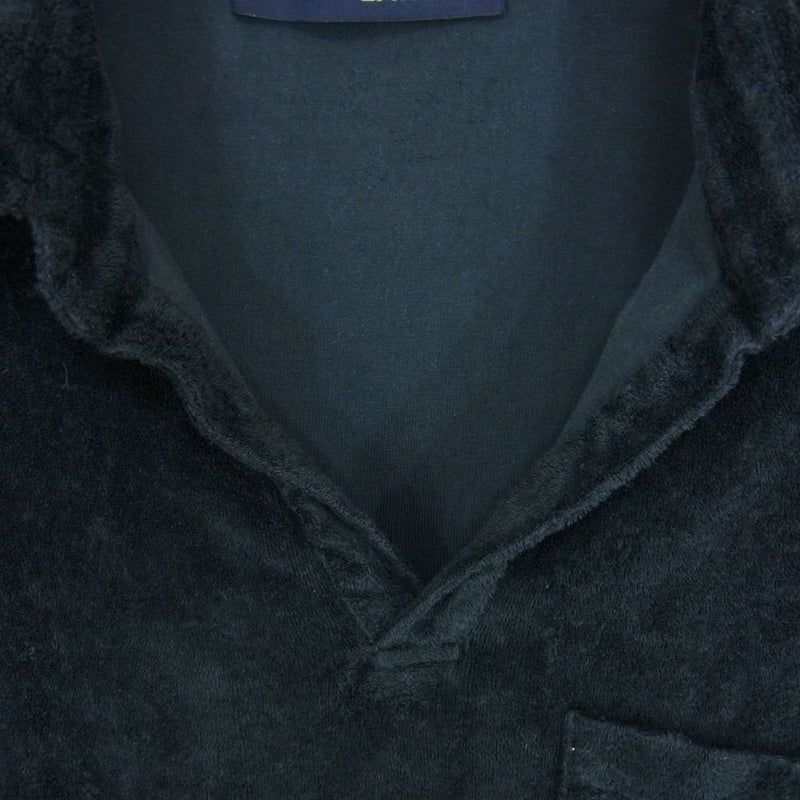 LARDINI ラルディーニ イタリア製 パイルコットン 半袖 スキッパー ポロシャツ ブラック系 48【中古】