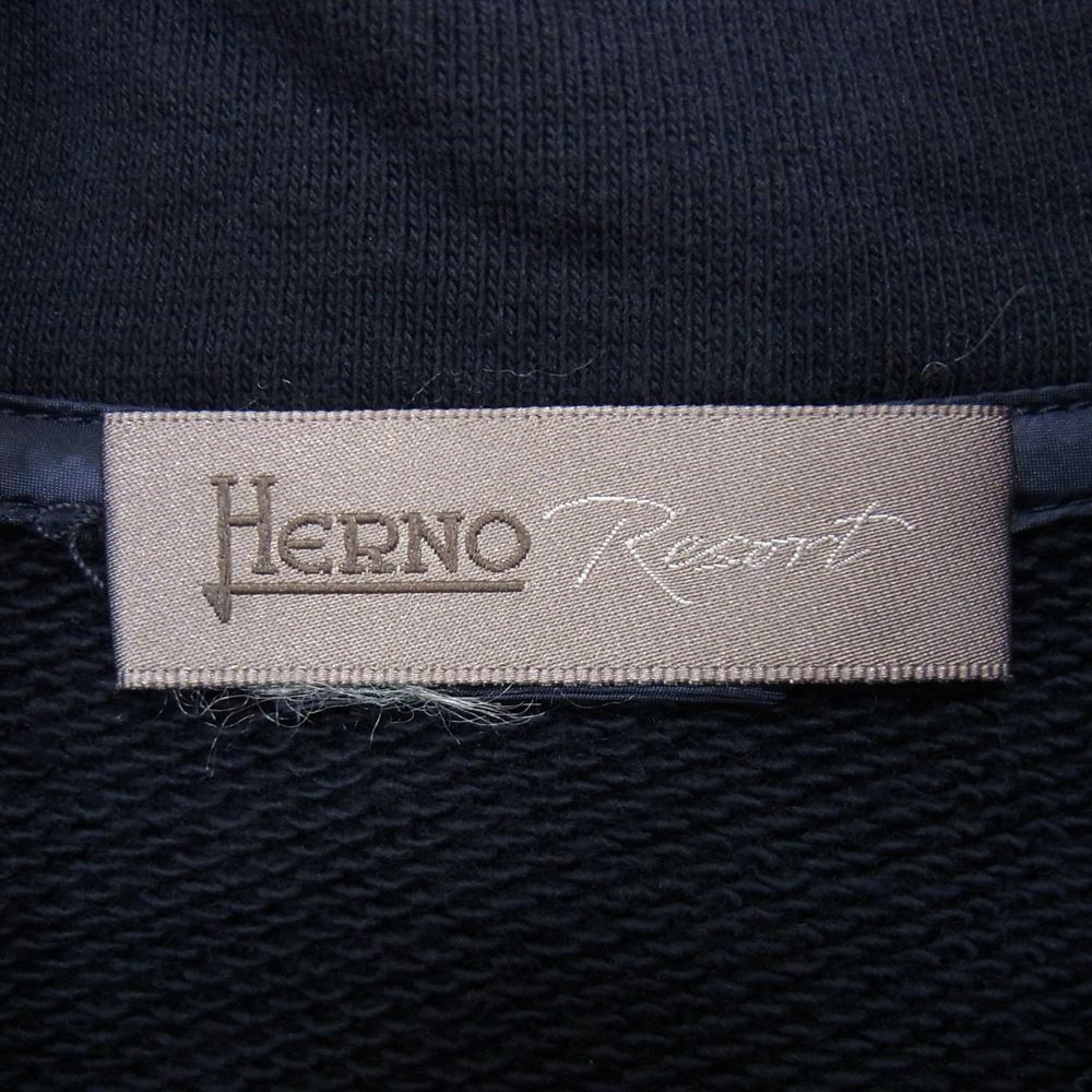 Herno ヘルノ JP005UR-50010-9200 RESORT コレクション コットン ジャージー ダウン切替 ブルゾン ジャケット ネイビー系 46【中古】