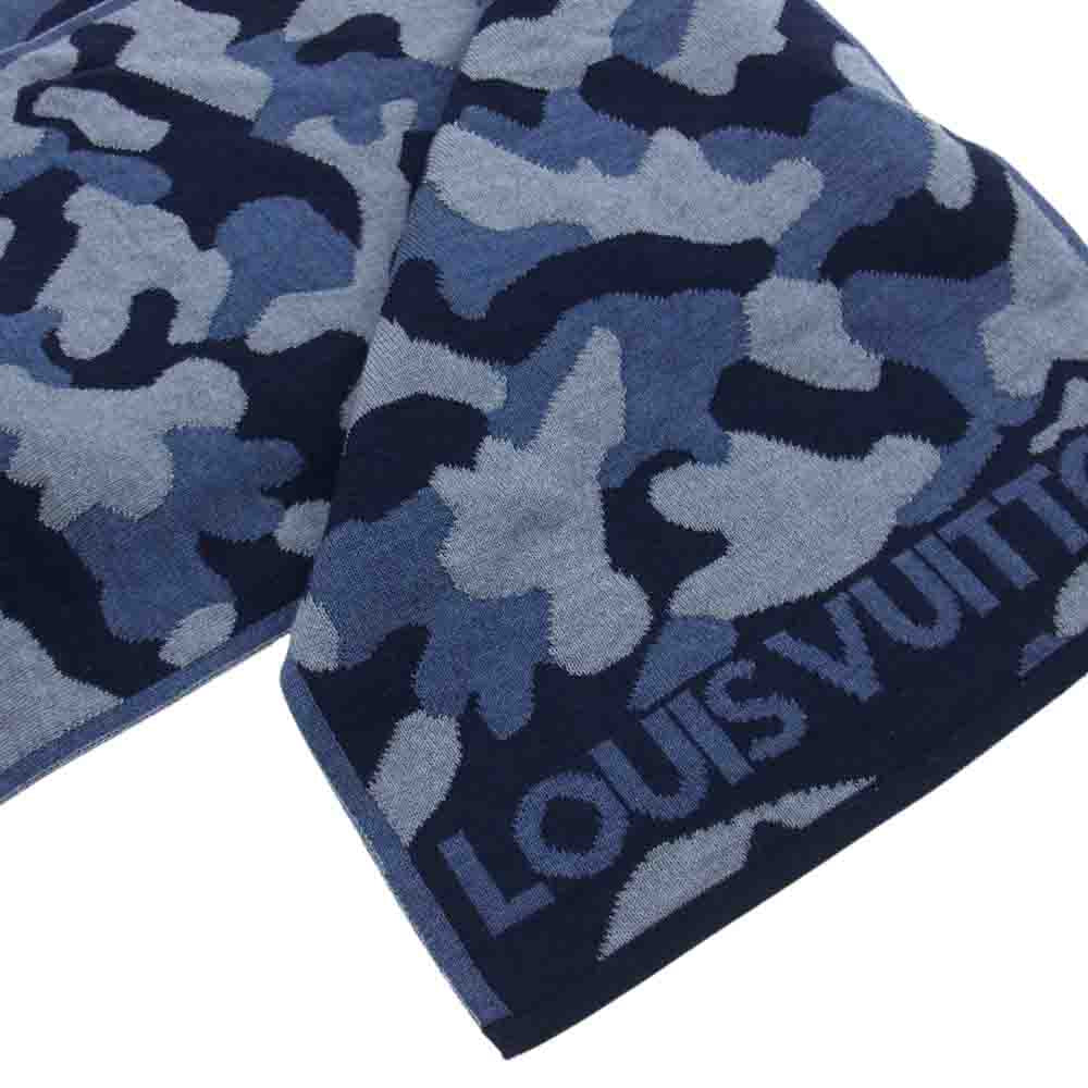 LOUIS VUITTON ルイ・ヴィトン M71639 エシャルプ ミリタリー カモ ウール マフラー ブルー系【中古】