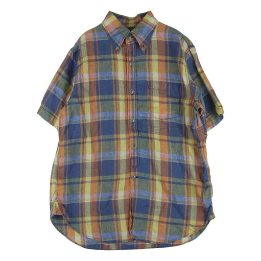 CUSHMAN クッシュマン 25428 CHECK SHIRT 半袖 シャツ L - 100 オレンジ系 ブルー系【中古】