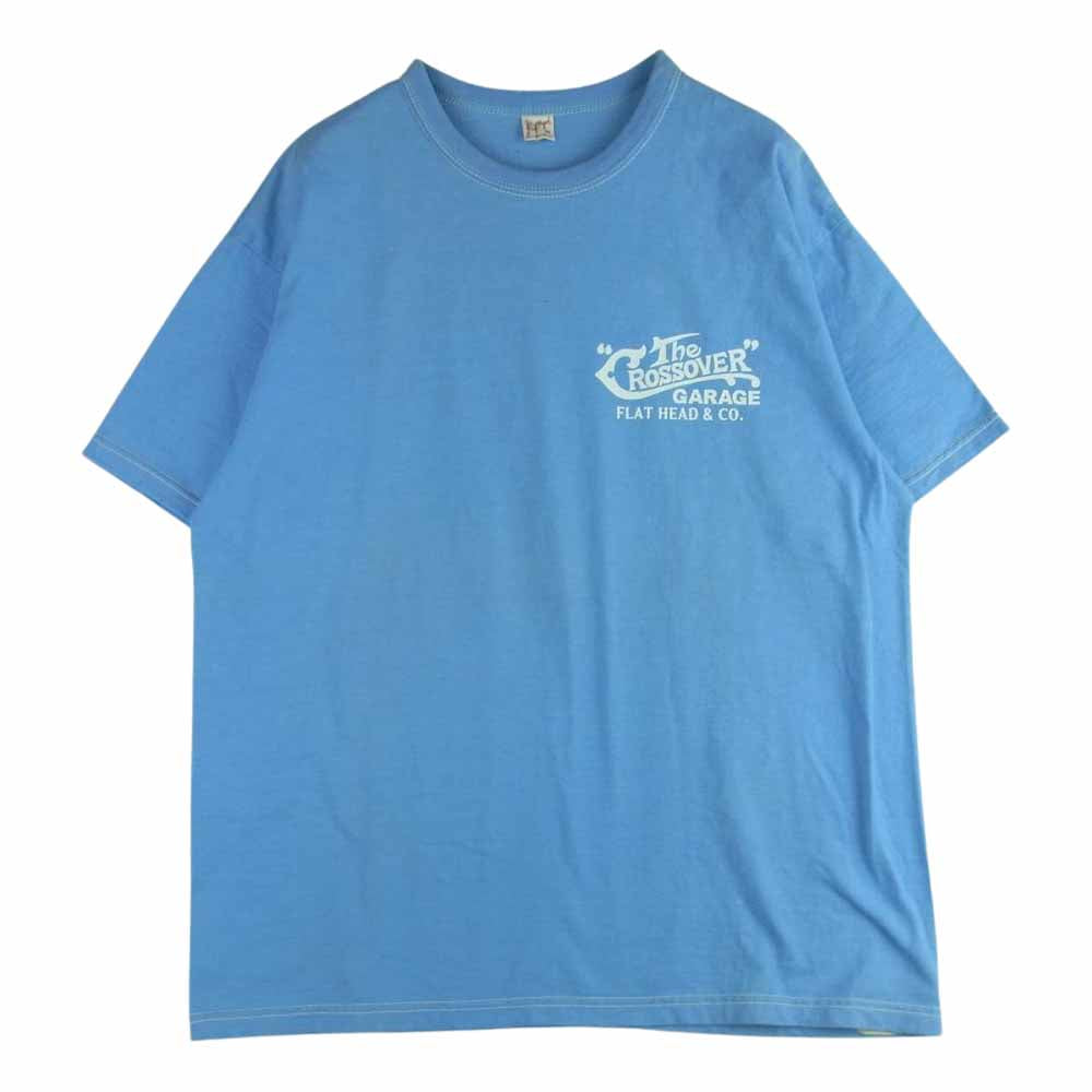 THE FLAT HEAD ザフラットヘッド 半袖 Tシャツ TEE 日本製 ライトブルー系 42【中古】