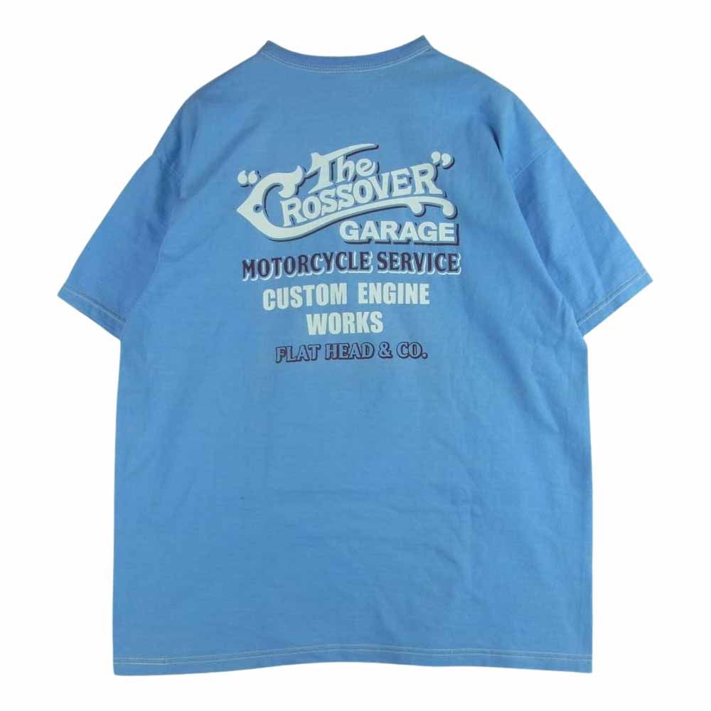 THE FLAT HEAD ザフラットヘッド 半袖 Tシャツ TEE 日本製 ライトブルー系 42【中古】