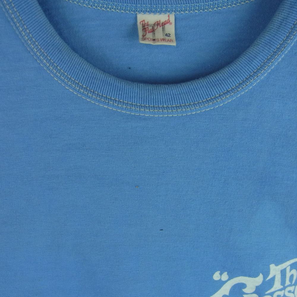 THE FLAT HEAD ザフラットヘッド 半袖 Tシャツ TEE 日本製 ライトブルー系 42【中古】
