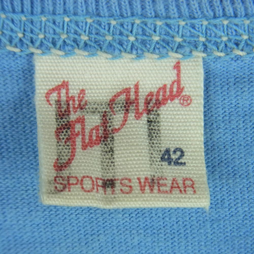 THE FLAT HEAD ザフラットヘッド 半袖 Tシャツ TEE 日本製 ライトブルー系 42【中古】