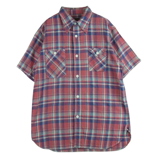 CUSHMAN クッシュマン 25203 CHECK WORK SHIRT 半袖 ワーク ネル シャツ レッド系 1【中古】