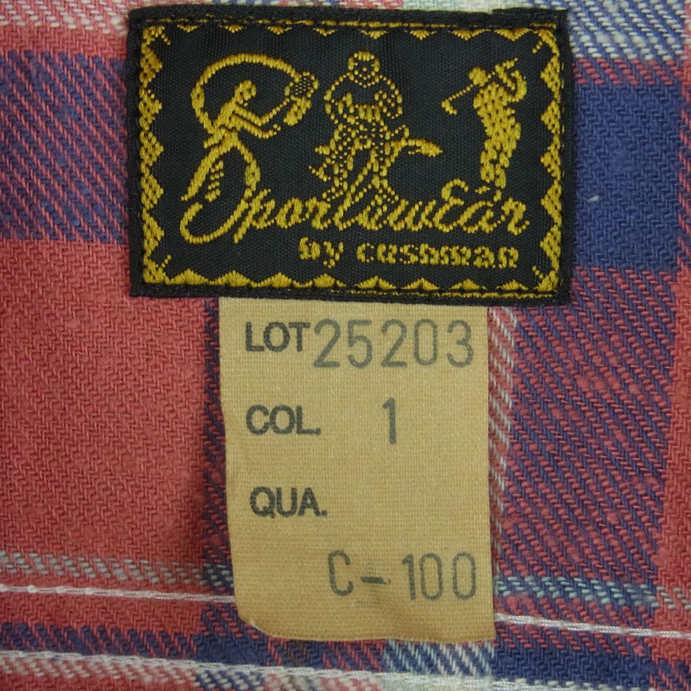 CUSHMAN クッシュマン 25203 CHECK WORK SHIRT 半袖 ワーク ネル シャツ レッド系 1【中古】