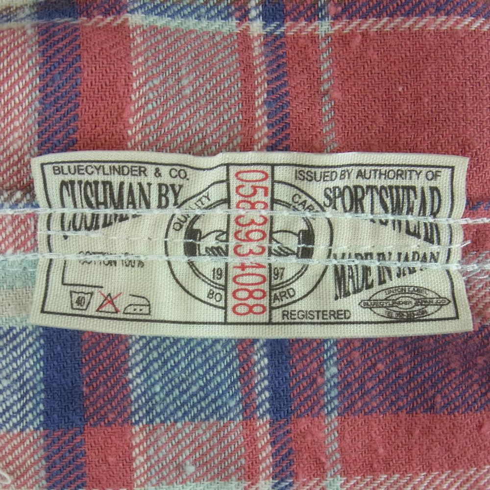 CUSHMAN クッシュマン 25203 CHECK WORK SHIRT 半袖 ワーク ネル シャツ レッド系 1【中古】