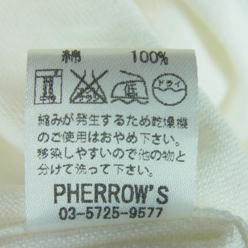 Pherrow's フェローズ ボタンダウン BDシャツ オックスフォード コットン 綿 ワークシャツ 長袖 マチ付 ホワイト系 M 15【中古】
