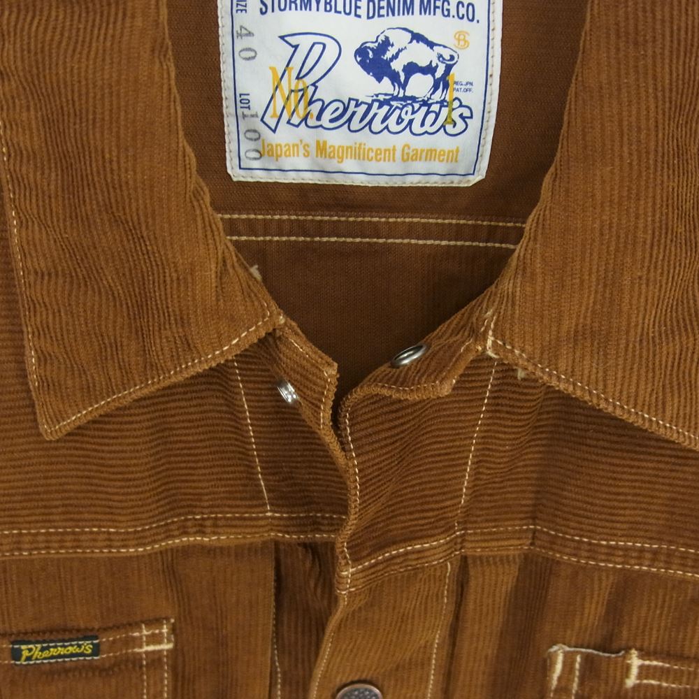 Pherrow's フェローズ Lot100 コーヂュロイ トラッカー ジャケット ブラウン系 40【中古】