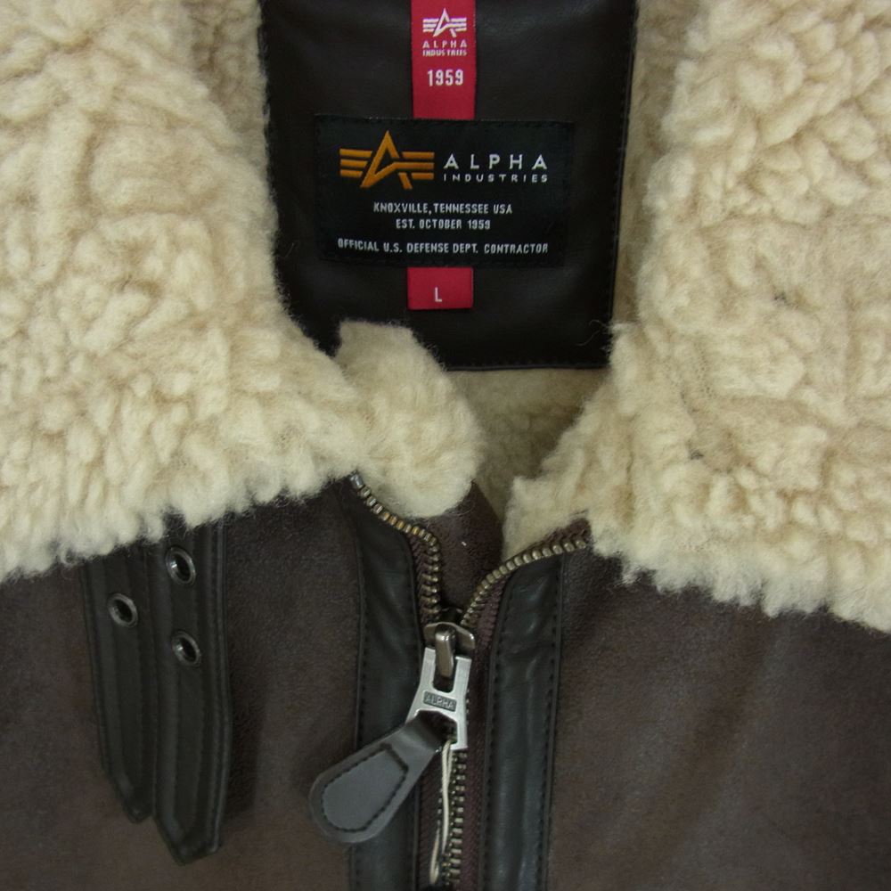 ALPHA アルファ INDUSTRIES B-3 フェイクムートン ジャケット ブラウン系 L【美品】【中古】