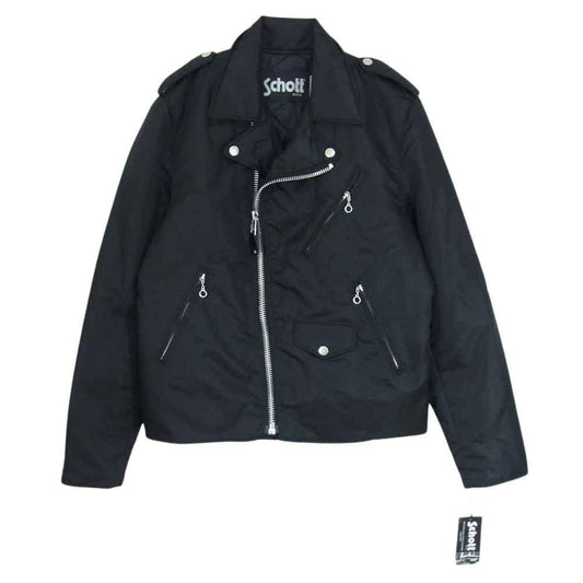 schott ショット 3162018-09  中綿入り ナイロン ダブルライダース ジャケット ブラック系 L【美品】【中古】