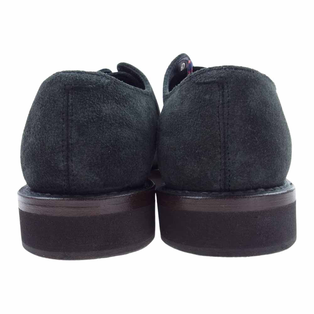 ウィールローブ FOLDED PLAIN TOE DOUBLE-FACED HOWEEN CALLICO BLACk プレーントゥ ホーウィン キャリコレザー スエード シューズ チャコールグリーン系 9【美品】【中古】
