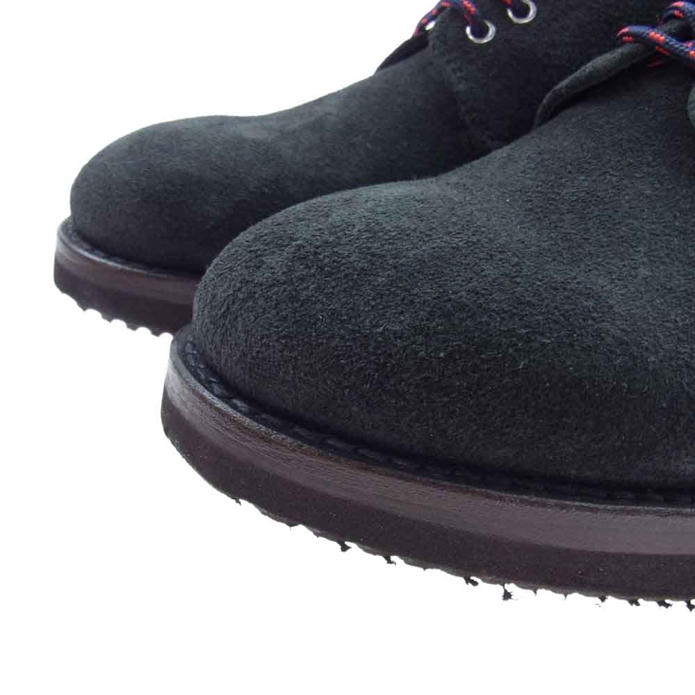 ウィールローブ FOLDED PLAIN TOE DOUBLE-FACED HOWEEN CALLICO BLACk プレーントゥ ホーウィン キャリコレザー スエード シューズ チャコールグリーン系 9【美品】【中古】