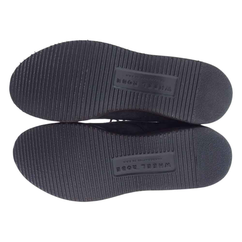 ウィールローブ FOLDED PLAIN TOE DOUBLE-FACED HOWEEN CALLICO BLACk プレーントゥ ホーウィン キャリコレザー スエード シューズ チャコールグリーン系 9【美品】【中古】