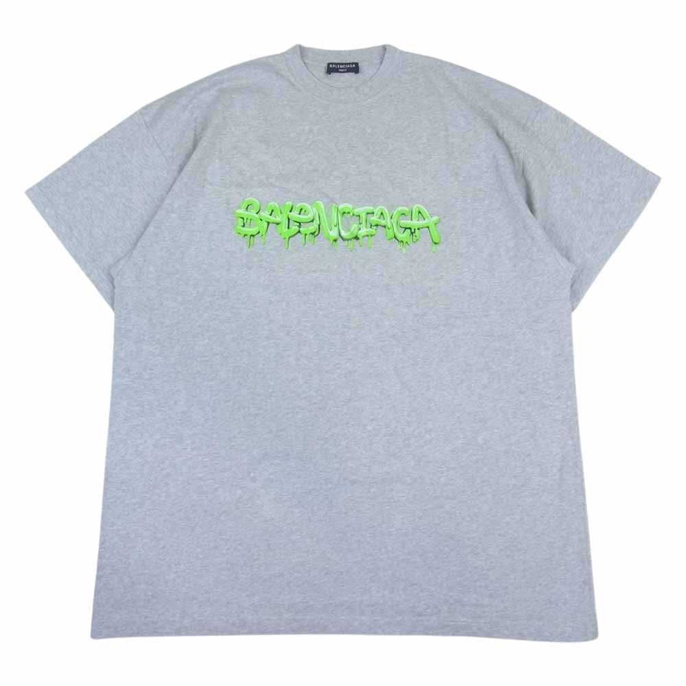 BALENCIAGA バレンシアガ 22SS 676589 TLVF1 スライム ロゴ プリント Tシャツ グレー系 3【美品】【中古】