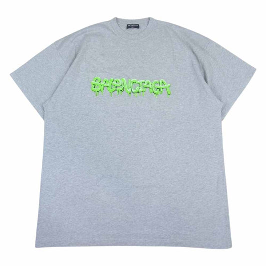 BALENCIAGA バレンシアガ 22SS 676589 TLVF1 スライム ロゴ プリント Tシャツ グレー系 3【美品】【中古】