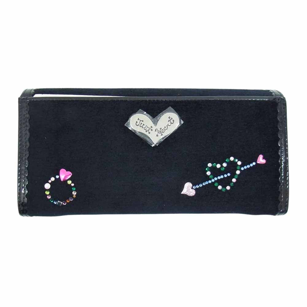 シンクビー パイル地 刺繍 ラインストーン ウォレット 長財布 ブラック系【新古品】【未使用】【中古】