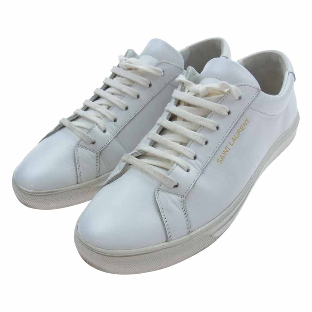 SAINT LAURENT サンローラン  606833 0M500 ANDY SNEAKERS アンディ スニーカー レザー ローカット スニーカー 靴  ホワイト系 40【中古】