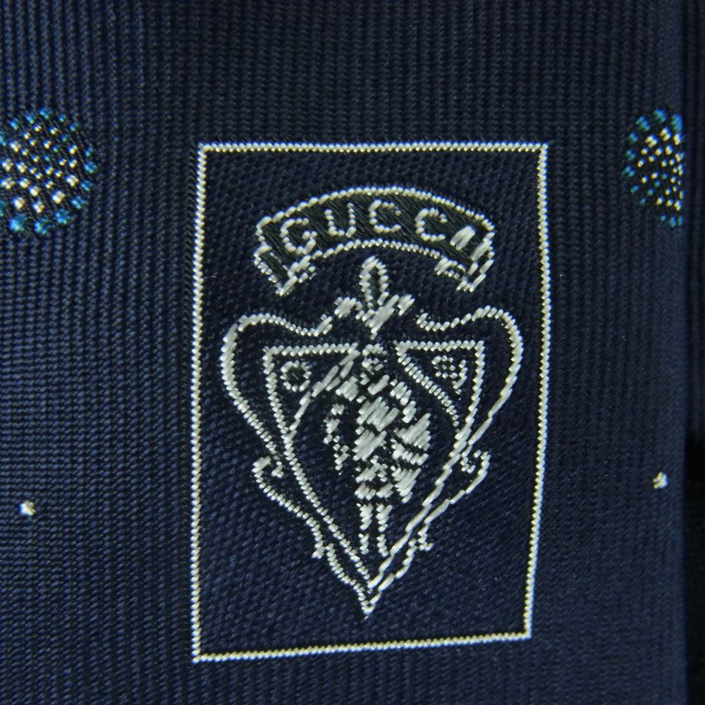 GUCCI グッチ ドット柄 ネクタイ イタリア製 ネイビー系【中古】