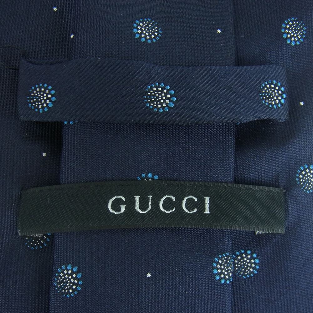 GUCCI グッチ ドット柄 ネクタイ イタリア製 ネイビー系【中古】