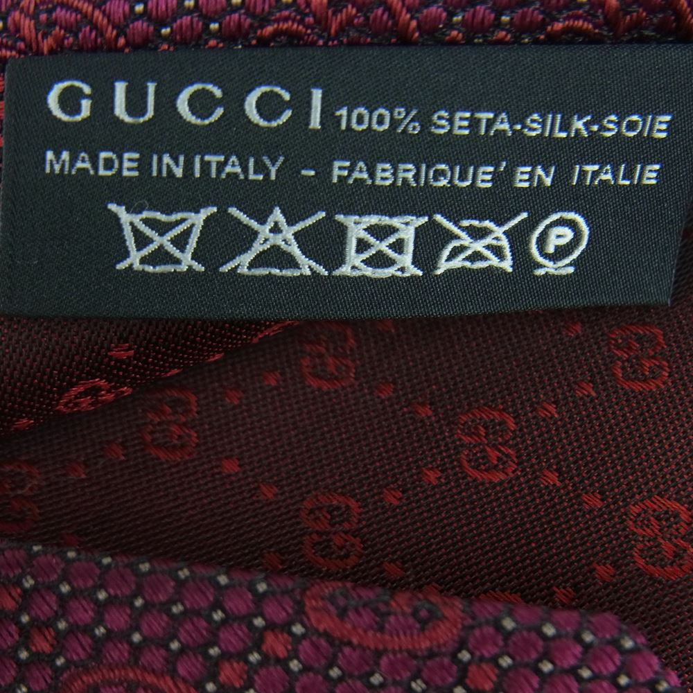 GUCCI グッチ GGチェック柄 ネクタイ イタリア製 ワインレッド系【中古】