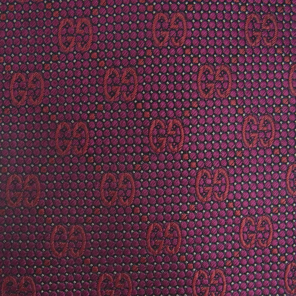 GUCCI グッチ GGチェック柄 ネクタイ イタリア製 ワインレッド系【中古】