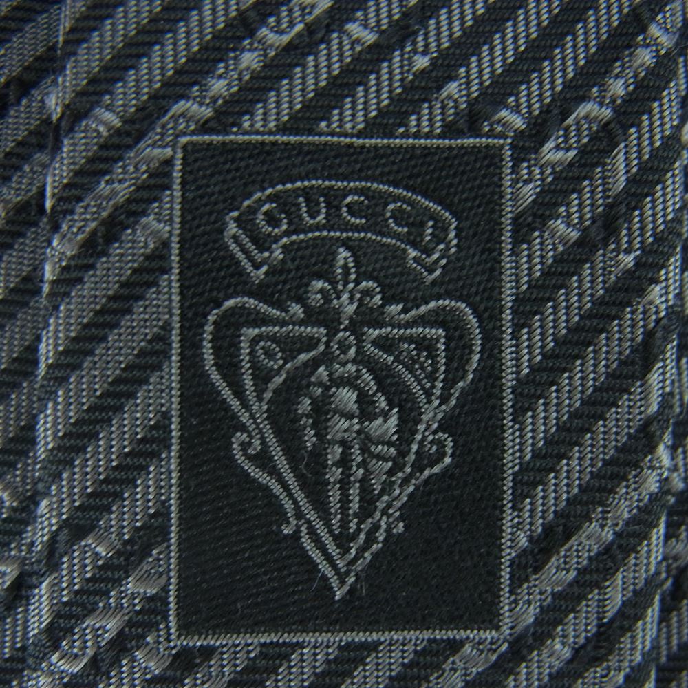 GUCCI グッチ GGチェック柄 ネクタイ イタリア製 グレー系【中古】