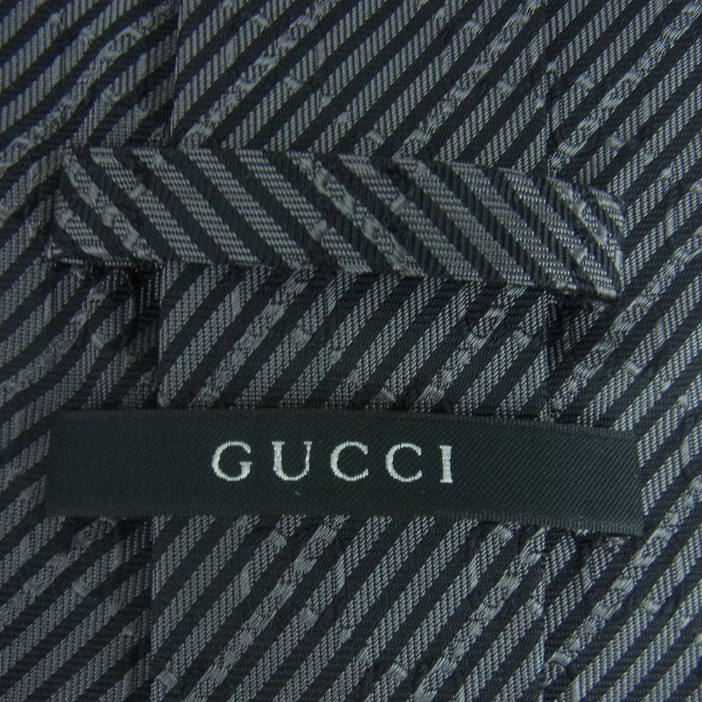 GUCCI グッチ GGチェック柄 ネクタイ イタリア製 グレー系【中古】