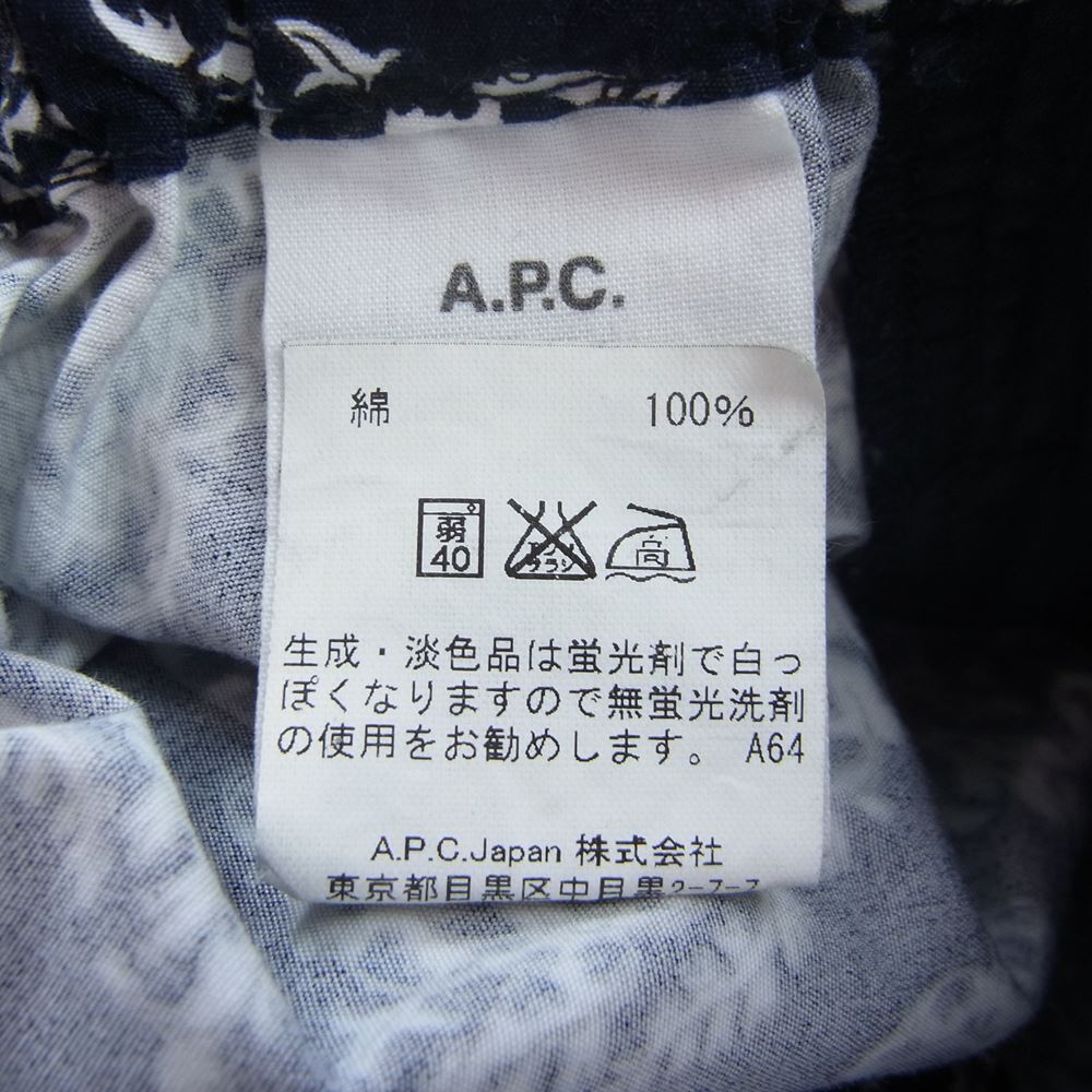 A.P.C. アーペーセー 24166-1-55081 総柄 イージーパンツ  ネイビー系 L【中古】