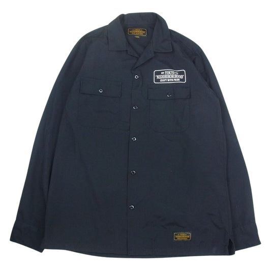 NEIGHBORHOOD ネイバーフッド  17AW  172TSNH-SHM03 CLASSIC WORK SHIRT クラッシック ワークシャツ ワッペン ブラック系 L【中古】