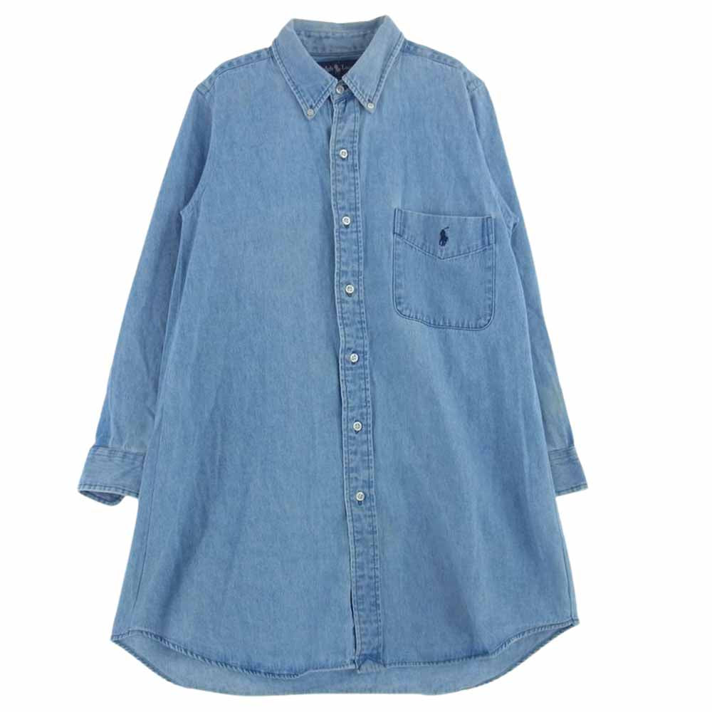 POLO RALPH LAUREN ポロ・ラルフローレン ビッグシャツ デニム シャツ キッズ 子供用 BDシャツ インディゴブルー系 KIDS L【中古】