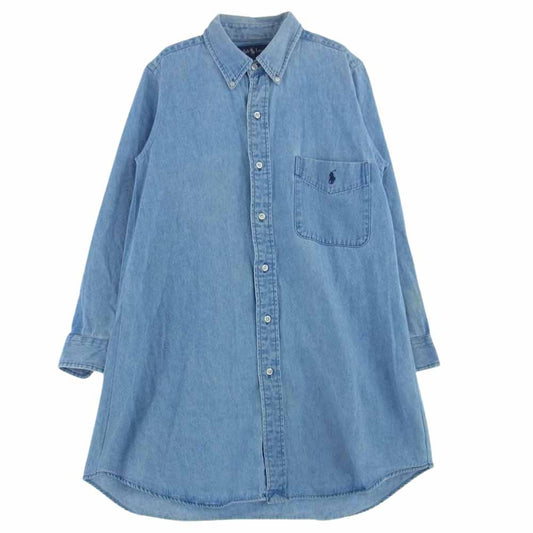 POLO RALPH LAUREN ポロ・ラルフローレン ビッグシャツ デニム シャツ キッズ 子供用 BDシャツ インディゴブルー系 KIDS L【中古】