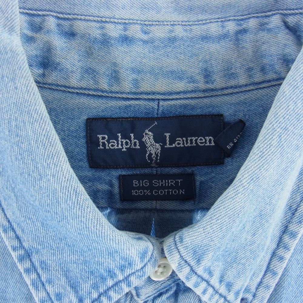 POLO RALPH LAUREN ポロ・ラルフローレン ビッグシャツ デニム シャツ キッズ 子供用 BDシャツ インディゴブルー系 KIDS L【中古】